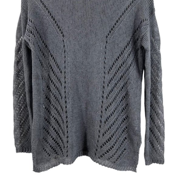 Premise Linen Blend Gray Open Knit Sweater Small - Picture 2 of 6